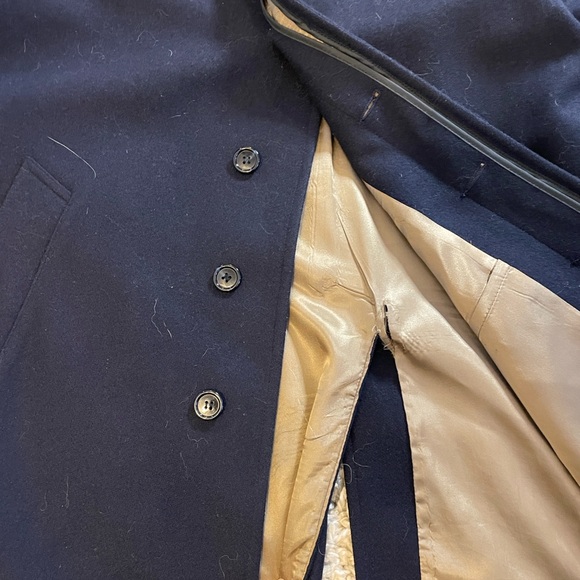 London Fog Dark Blue Wool Trench Coat - Picture 4 of 10
